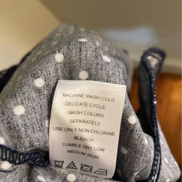 ellos Navy and White Polka Dot Fit & Flare Button-Down Shirtdress Cap Sleeve 1X - Picture 9 of 11